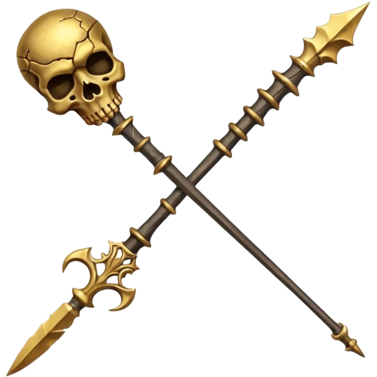 broken gold skull spear emoji