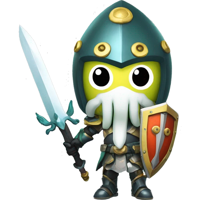 splatoon squid warrior with knights sword and shield emoji