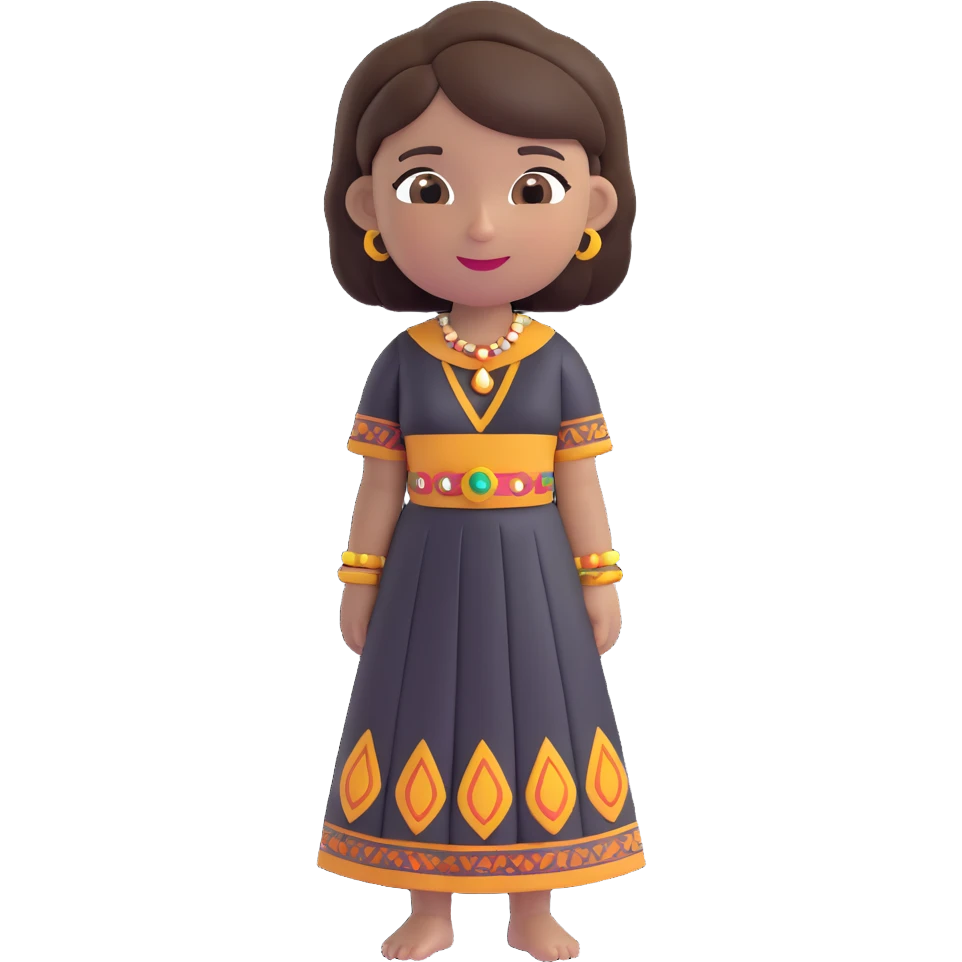 girl wearing a traditional black Indian dress, bob cut brown hair, white skin, emoji style emoji