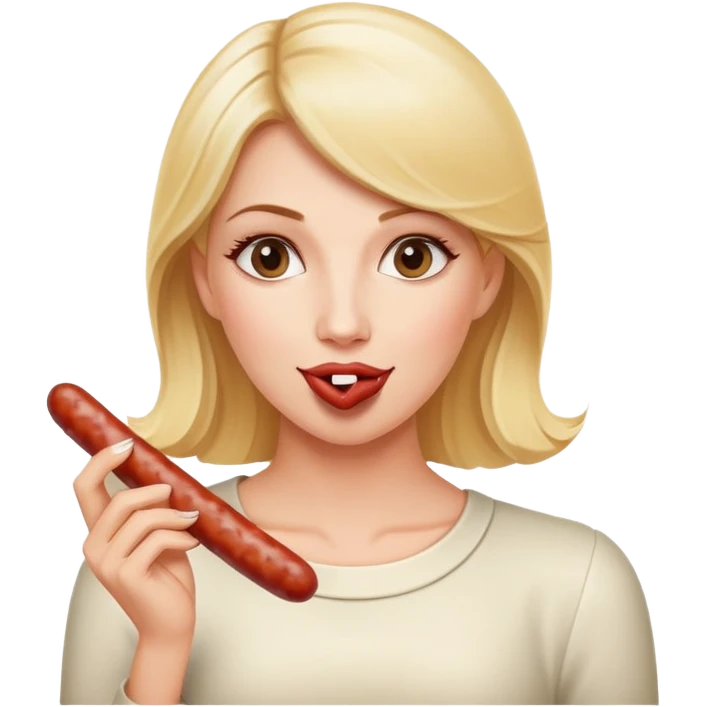 Elegant blonde woman eating Spanish sausage emoji