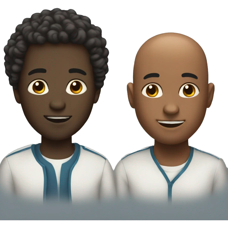 Two black men One bald One with curly hair.  emoji