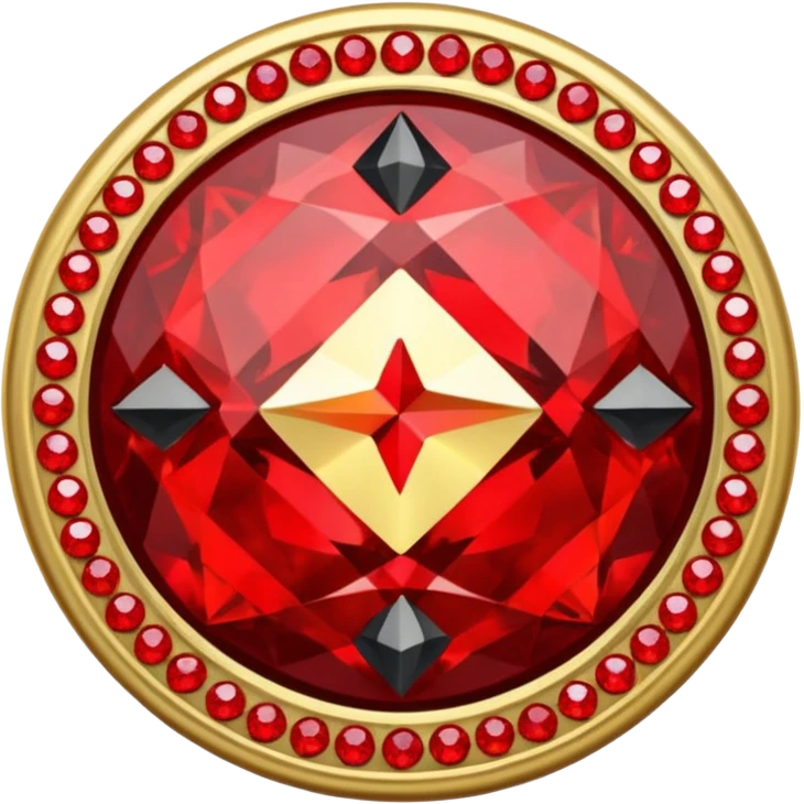 Make a round badge for a paid subscription out of gold with red diamonds and the number level 4. emoji