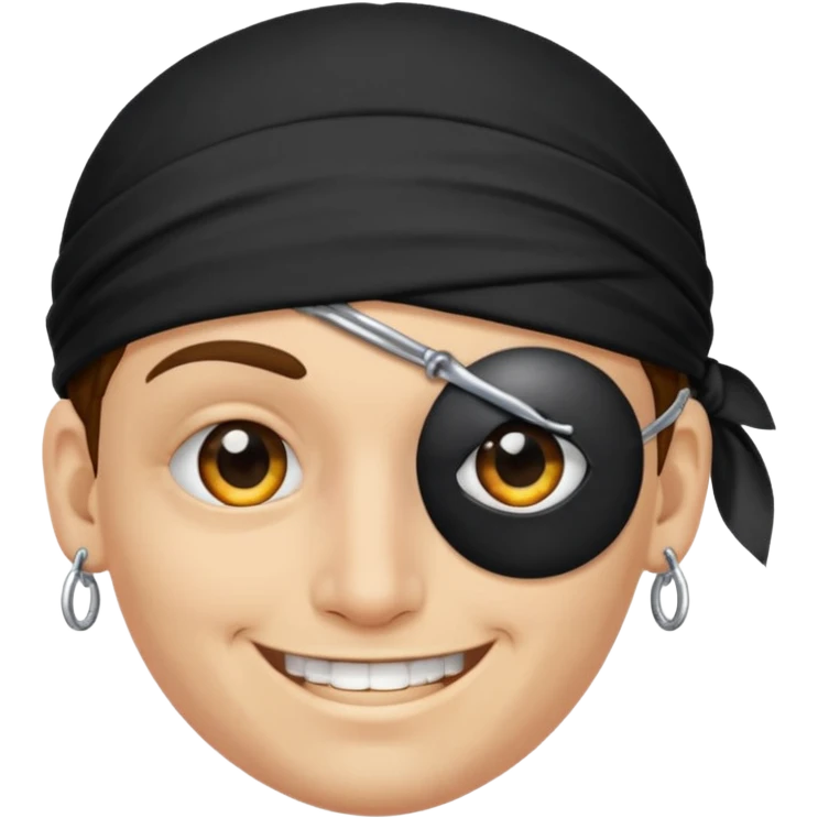 Eye patch pirate with earring, one eye covered
 emoji