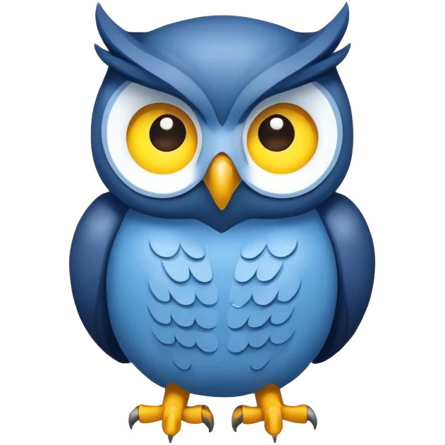 Light blue, dark blue, and yellow owl emoji
