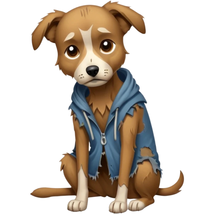 homeless poor dog with torn clothes  emoji