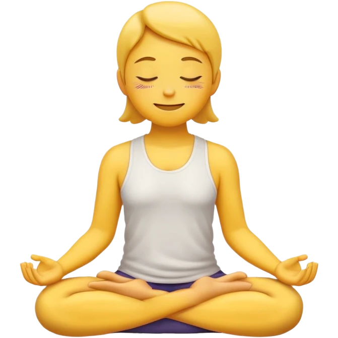yellow emoji meditating, hands resting on knees, eyes closed, serene smile emoji