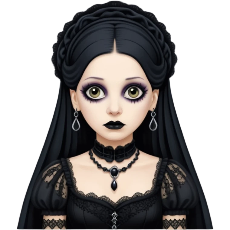 Lene Lovich like a gothic bride in dirty lace emoji