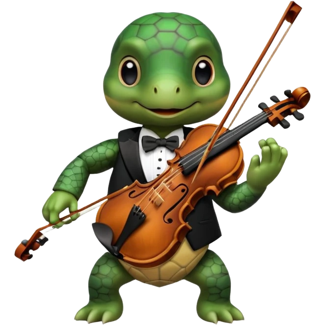 TUrtle playing violin emoji