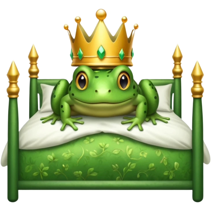 Frog with crown in a double bed  emoji