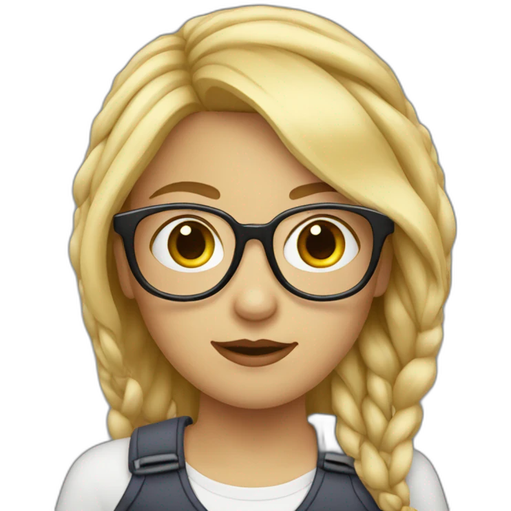 a blonde girl with tied hair and two pairs of glasses emoji