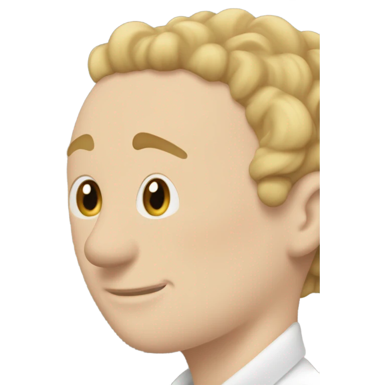 A white gay man with a receding hairline kissing a white woman with curly dirty blonde hair, Who embrace each other tenderly emoji