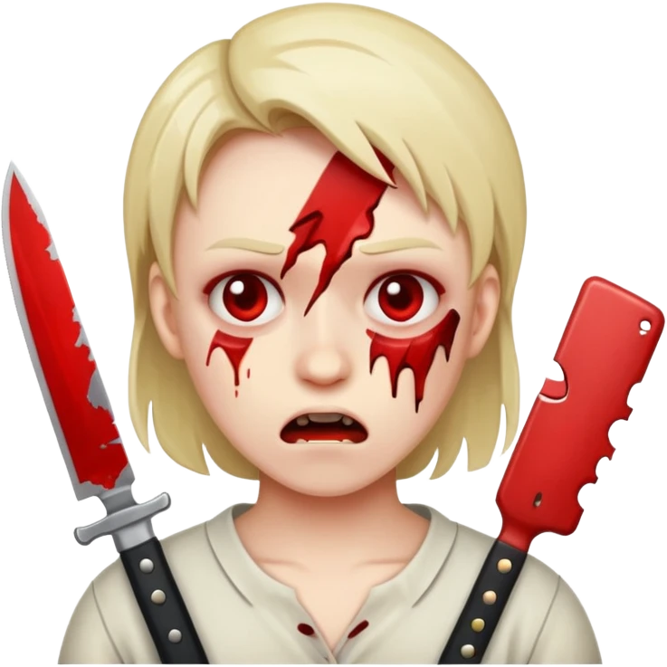Insane scared injured person with a knife in the classic emoji style  emoji