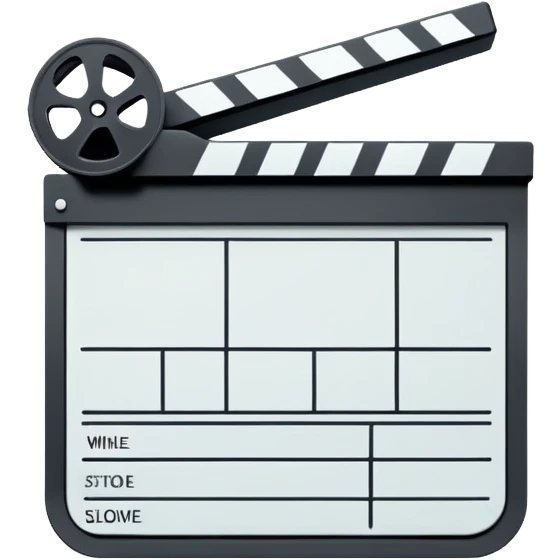 extremely minimal film slate, absolute bare minimum lines, just enough to recognize as clapperboard, pure outline emoji