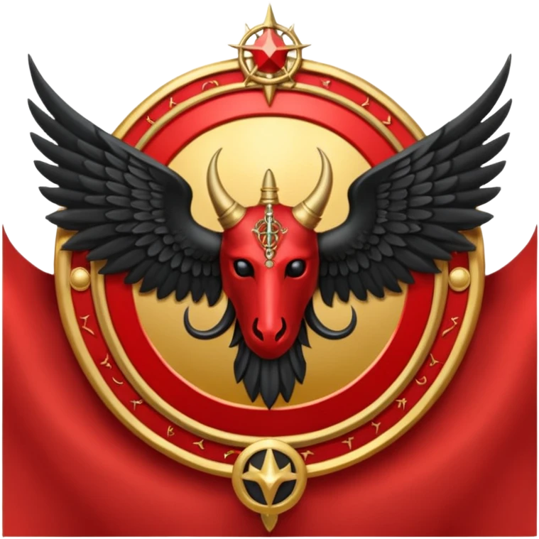 Holy Emblem with black wings and horn and red tetragrammaton in the middle emoji
