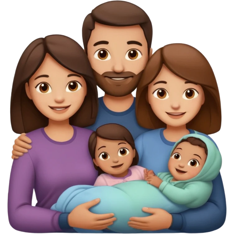 brown family with mom dad daughter son and baby emoji