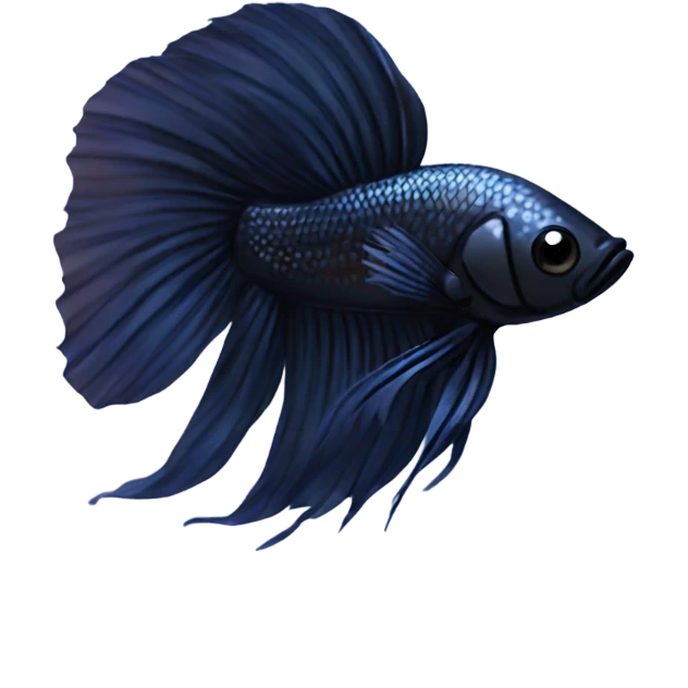 Black betta fish short fins emoji