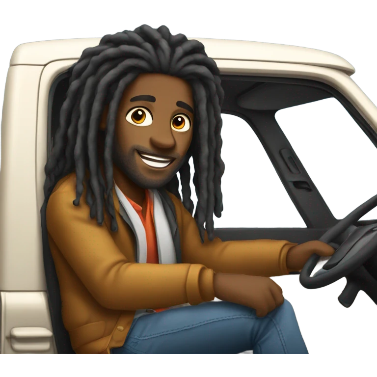 Black man long dreads driving pickup truck  emoji