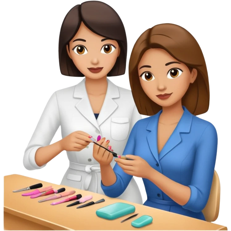 woman doing a manicure to another woman emoji