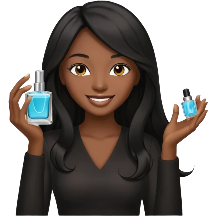 Black long haired black model spraying perfume emoji