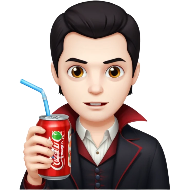 vampire man with soft drink emoji