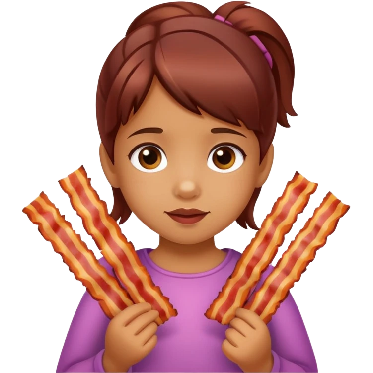 little girl holding bacon emoji