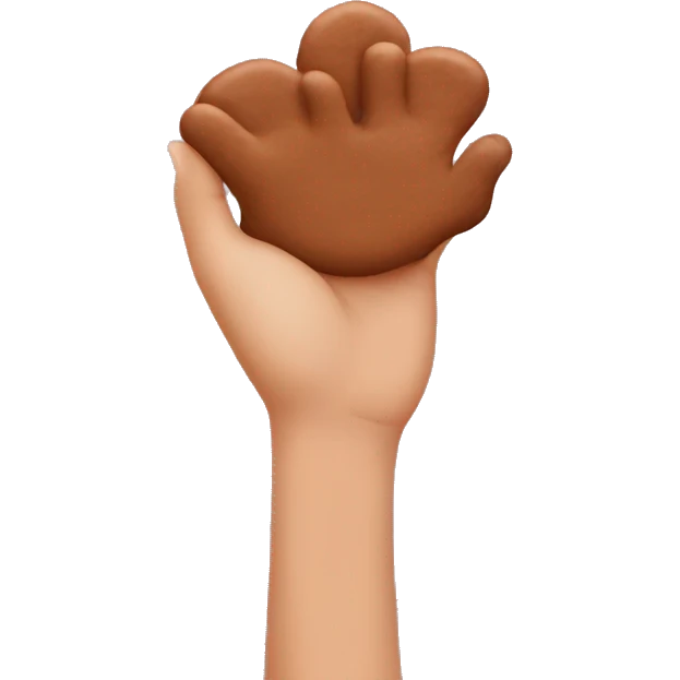 hand holding brown playdough emoji