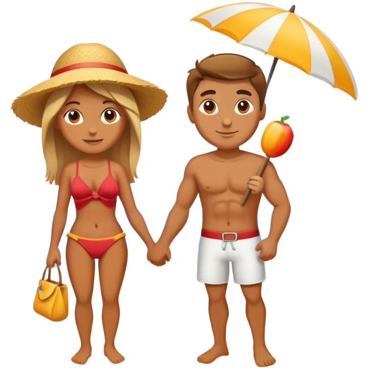 Novio y novia en playa  emoji