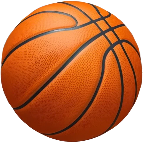 Cinematic Realistic image of a basketball captured in dynamic motion, with detailed surface textures and a slight motion blur, set against a vibrant urban backdrop with energetic lighting emoji