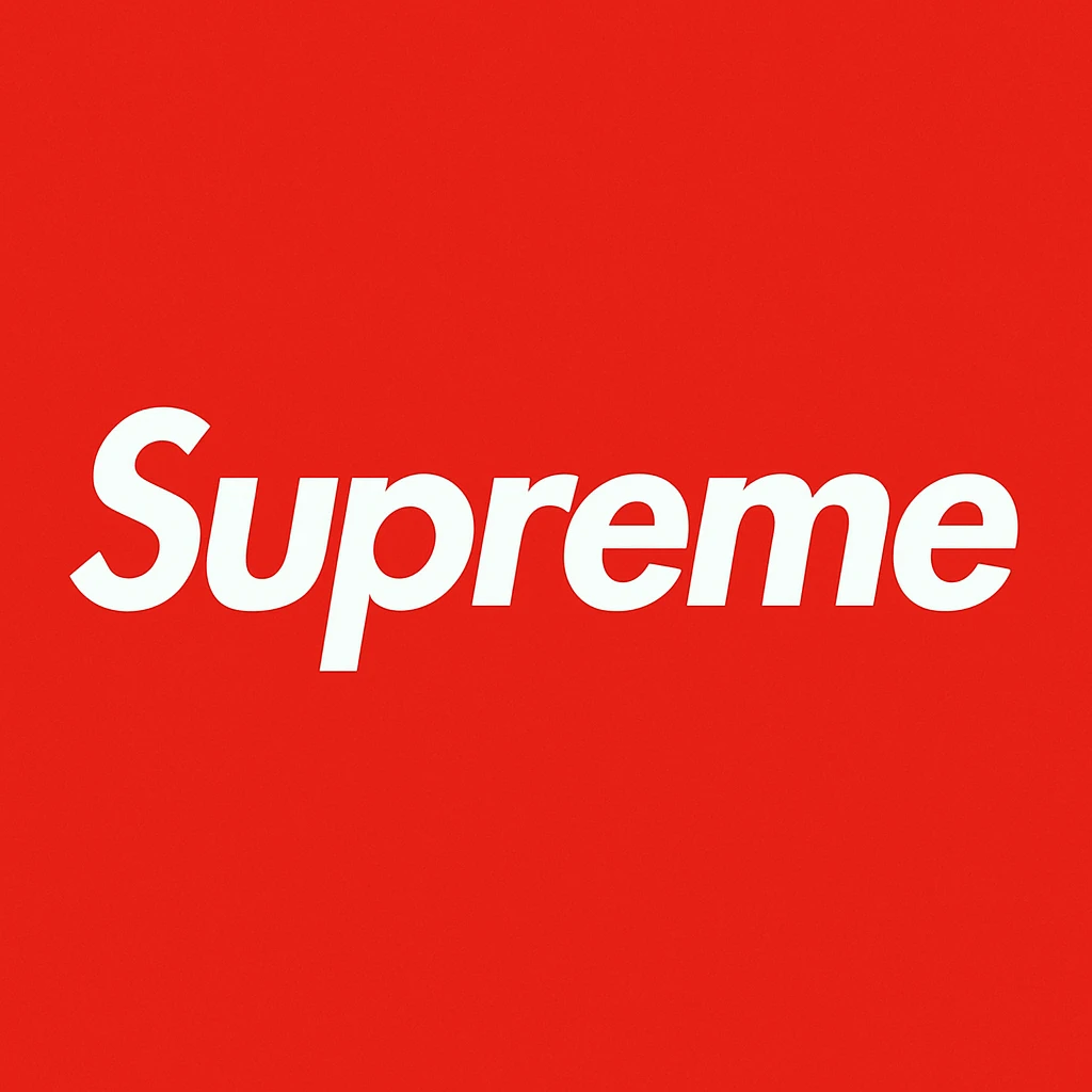 Remove the black border from the Supreme logo, keep only the white text on a red rectangle, no outline, preserve the original style of the logo. emoji