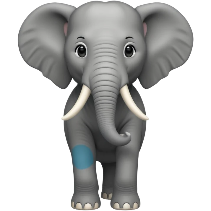 A massive 3D cartoon elephant standing tall with a strong posture, large tusks, deep gray skin, and intense eyes. Dust rising around its feet, sunlight highlighting its size and strength. Realistic textures, bold lighting, Memoji-style but fierce and commanding presence. emoji