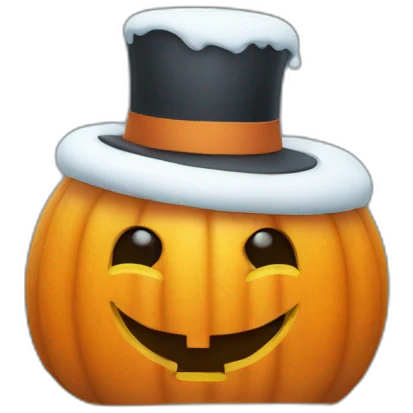 Fat cubic snowman with a pumpkin on the head emoji
