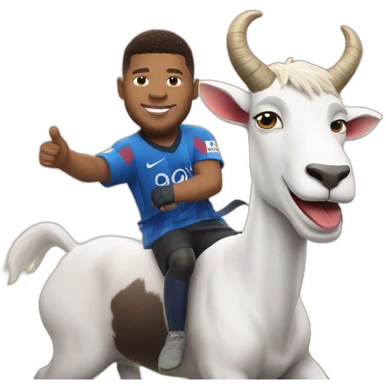 Mbappé and Messi ridding a goat emoji