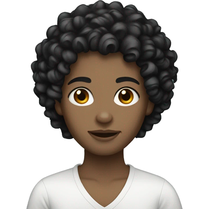black curly hair and white skin emoji