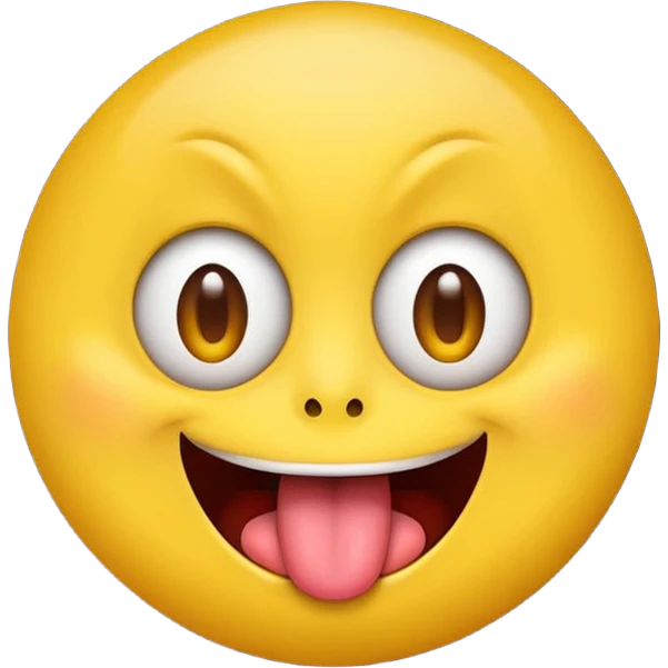 classic yellow emoji face with crazy eyes and tongue sticking out wildly emoji