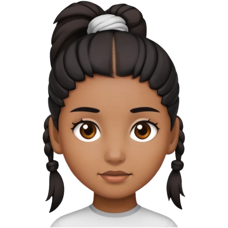 Girl with brown asking and has black hair tied up in a ponytail  emoji
