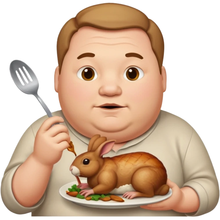 fat man eating rabbit emoji