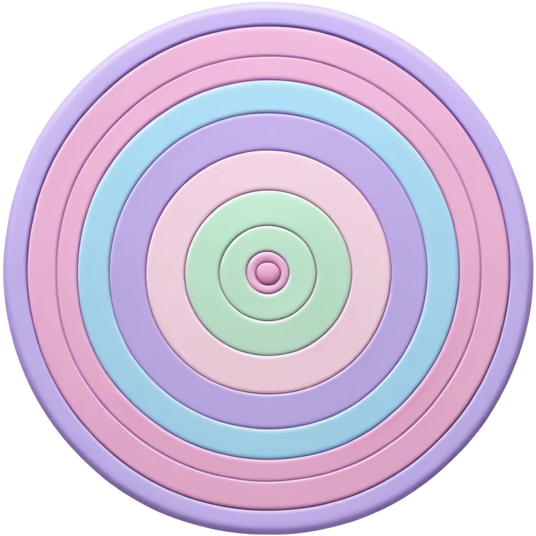 A bullseye target with pastel spring colors: pink, light blue, lavender, and light green rings emoji