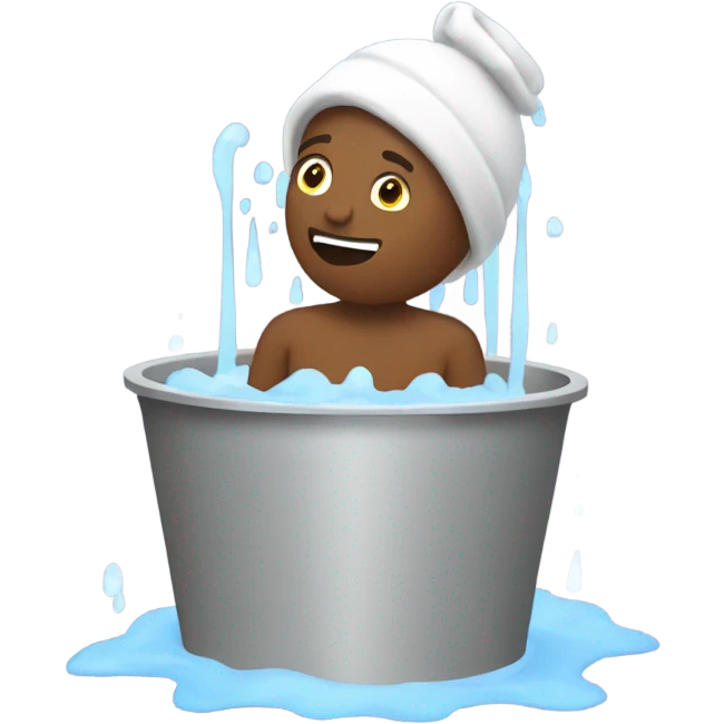 Denton style bathing with a bucket emoji