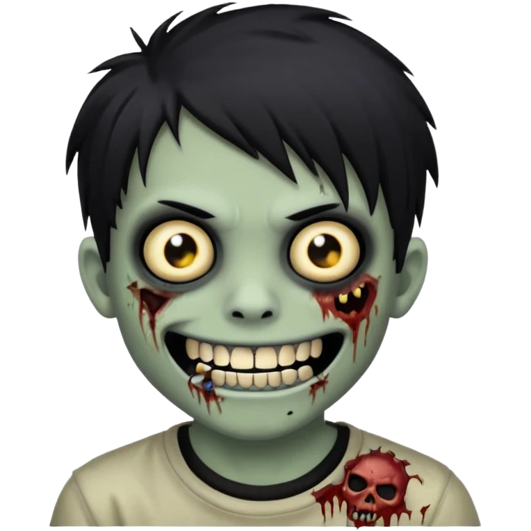 boy zombie with black hair emo Whith black grillz black teeths emoji