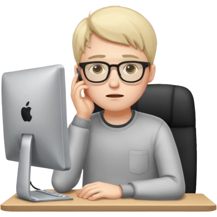 young male programmer very tired at the computer emoji