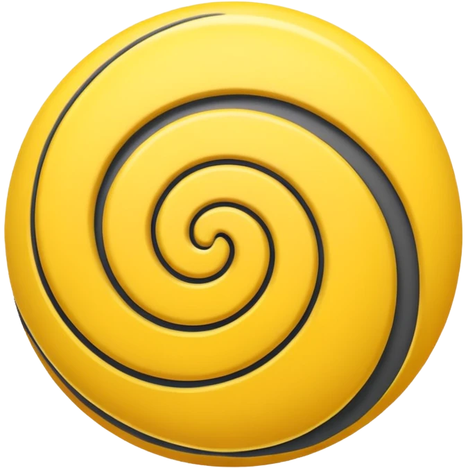 Gray sphere with black scribble and yellow spiral . emoji