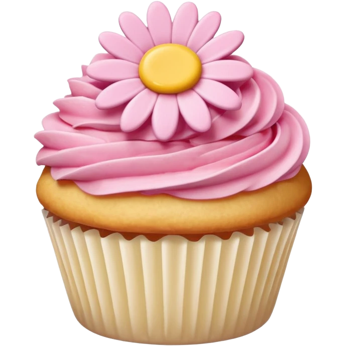 Vanilla cupcake with pink daisy shaped frosting  emoji