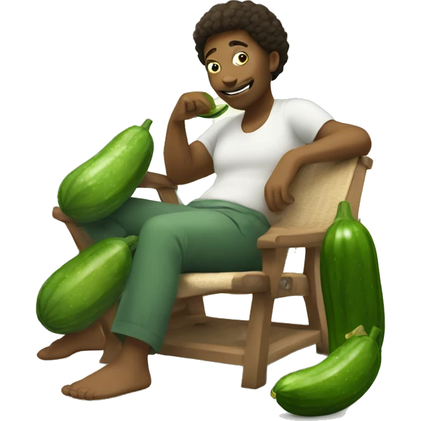 Smailey relaxing wearing cucumbers emoji