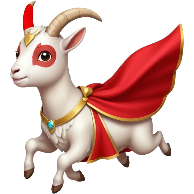 white female goat wearing a read cape like superman emoji