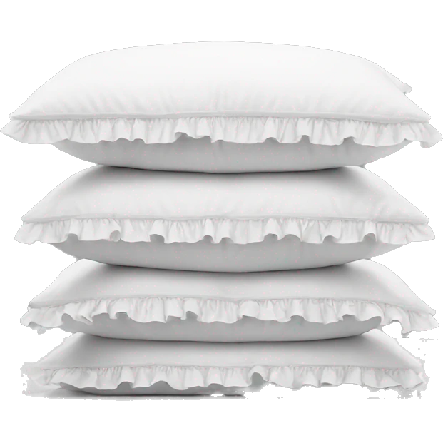 3 white pillows with ruffles emoji