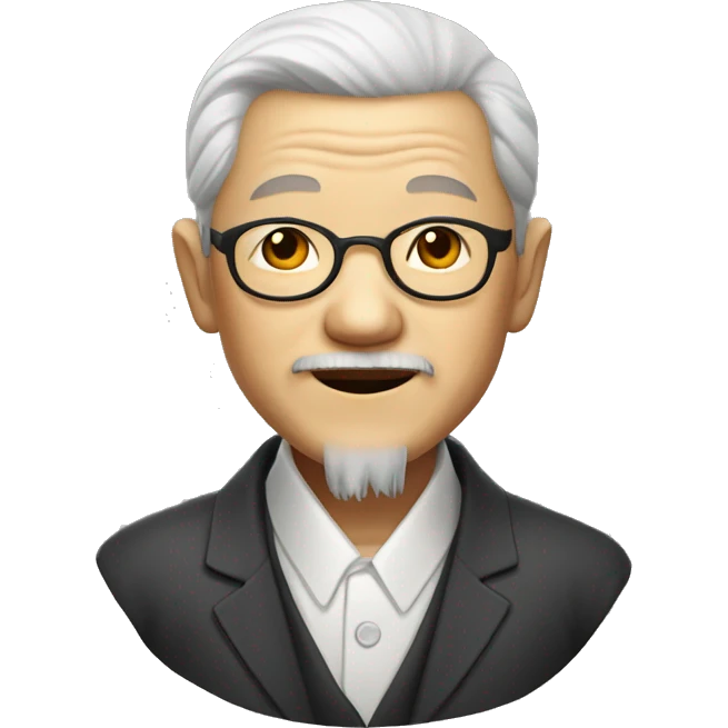Chinese old man with nice suite emoji