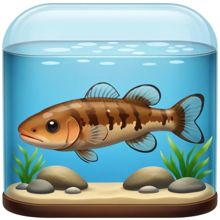 Dojo loach making kissy face from behind aquarium glass  emoji