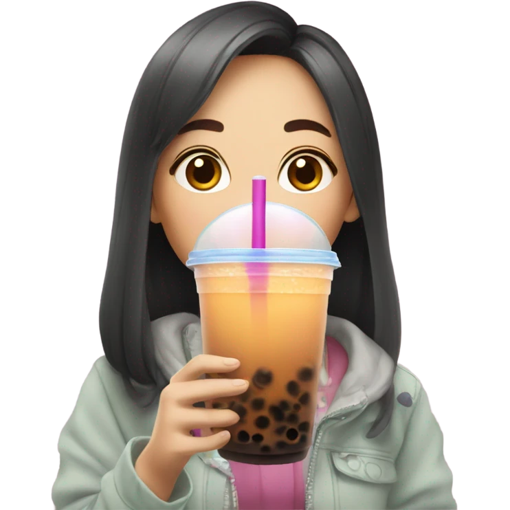 girl drinking bubble tea emoji