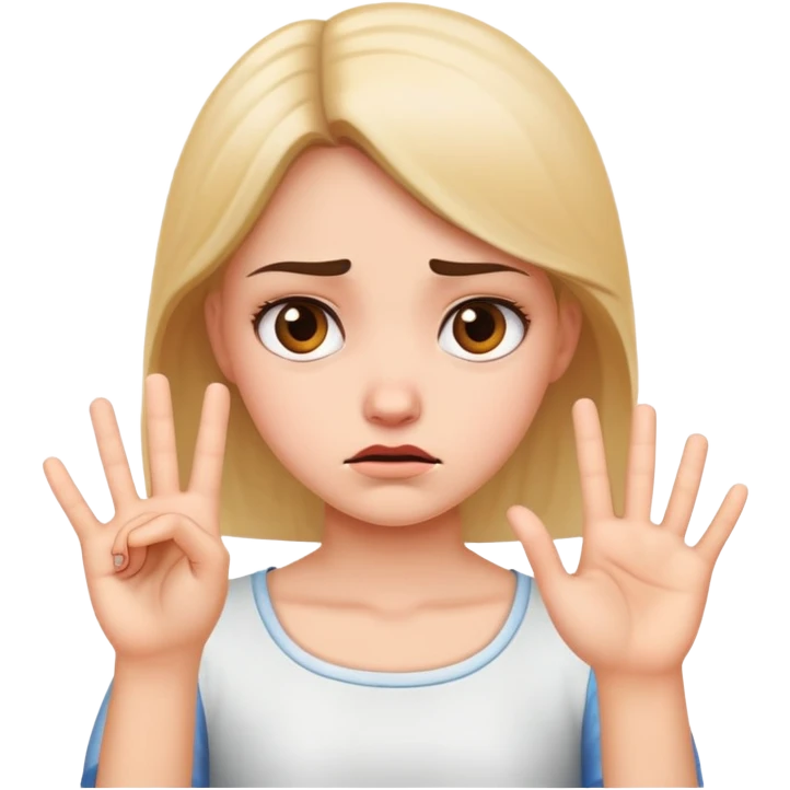 annoyed girl with stop hand gesture emoji