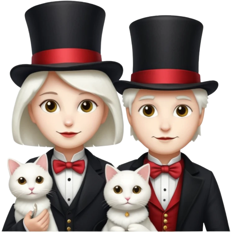 magician couple and their pet cat emoji